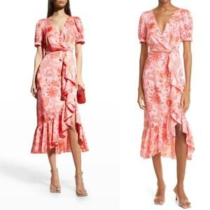 Cinq a sept Kay paisley floral ruffle midi dress size 4 wedding‎ guest